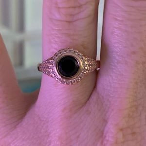 Rose Gold, Onyx, CZ ring